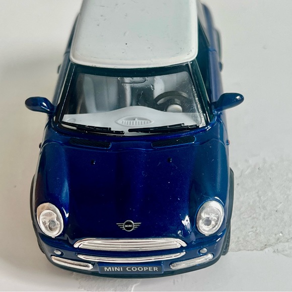 Mini Cooper Car Die Cast Metal Model Blue White - Picture 2 of 9